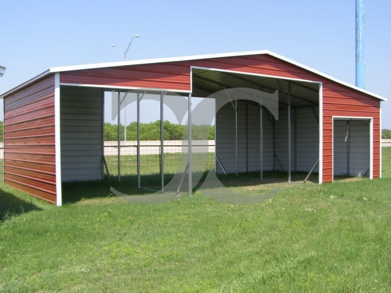 Metal Barn Shelter | Boxed Eave Roof | 42W x 21L x 12H | Continuous Roof Metal Barn Shelter | Boxed Eave Roof | 42W x 21L x 12H | Continuous Roof