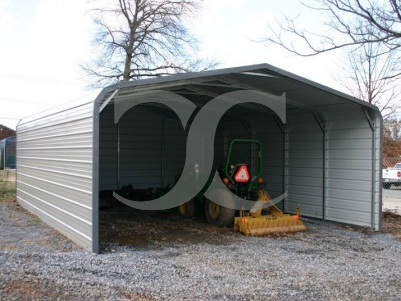 Carport | Regular Roof | 18W x 21L x 6H | Both Sides Closed | Back End Closed Carport | Regular Roof | 18W x 21L x 6H | Both Sides Closed | Back End Closed