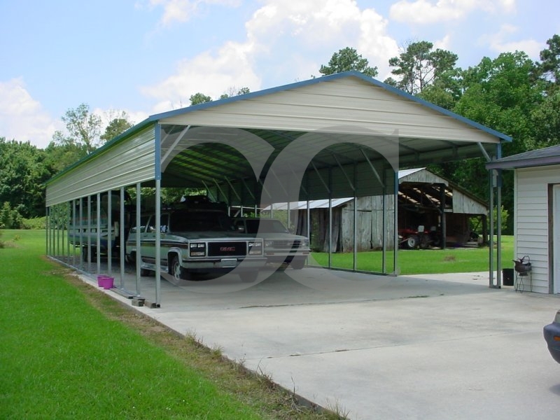 Carport | Vertical Roof | 24W x 61L x 10H | 2 Panels | 2 Gables Carport | Vertical Roof | 24W x 61L x 10H | 2 Panels | 2 Gables