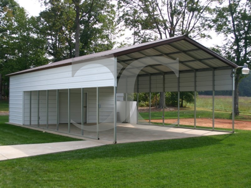 Carport | Vertical Roof | 20W x 51L x 8H Carport | Vertical Roof | 20W x 51L x 8H