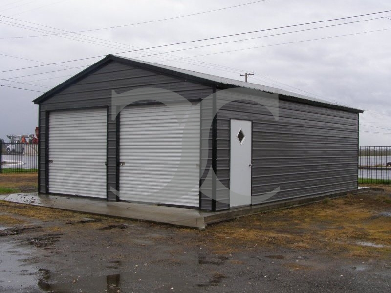Garage | Vertical Roof | 22W x 26L x 9H | 2-Car Steel Garage Garage | Vertical Roof | 22W x 26L x 9H | 2-Car Steel Garage