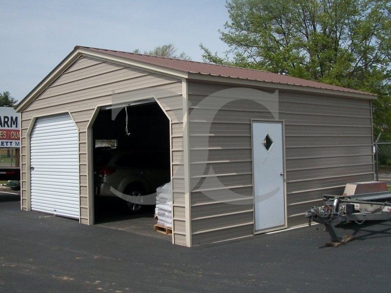 Enclosed Steel Garage | Vertical Roof | 22W x 21L x 9H | 2-Car Enclosed Steel Garage | Vertical Roof | 22W x 21L x 9H | 2-Car