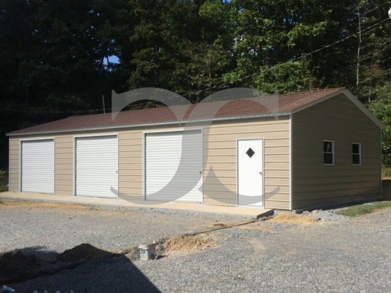 Side Entry Metal Garage | Vertical Roof | 24W x 51L x 9H |  Workshop Side Entry Metal Garage | Vertical Roof | 24W x 51L x 9H |  Workshop